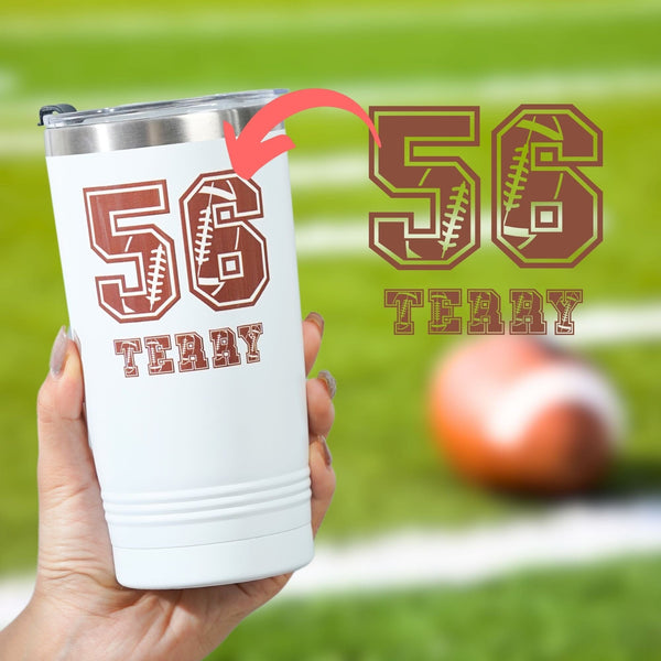 Onebttl Personalized Football Gifts - Customize Name And Number Of Player On Stainless Steel Tumblers
