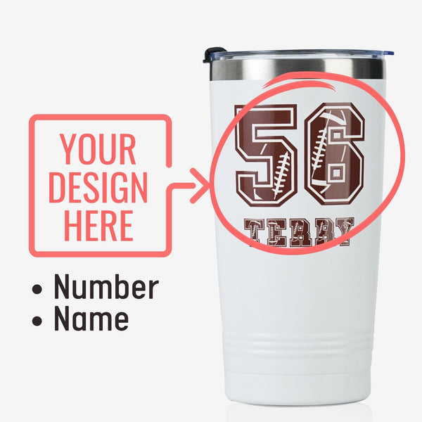 Onebttl Personalized Football Gifts - Customize Name And Number Of Player On Stainless Steel Tumblers