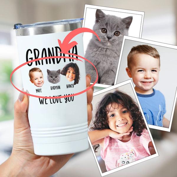 Onebttl Personalized Grandma Tumbler With Names And Portraits (Customize Title Names And Portraits)