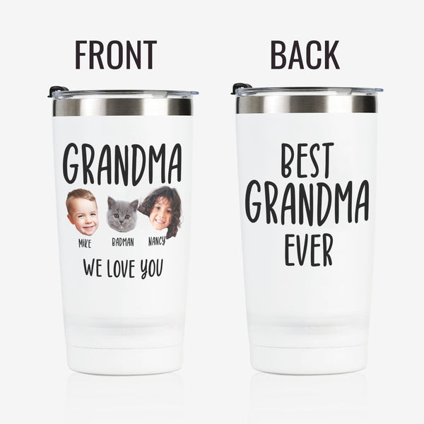 Onebttl Personalized Grandma Tumbler With Names And Portraits (Customize Title Names And Portraits)