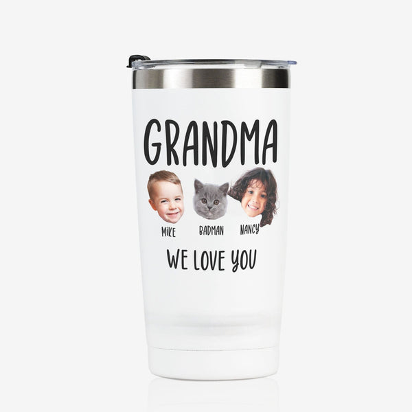 onebttl Personalized Grandma Tumbler with Names and Portraits (Customize Title Names and Portraits)