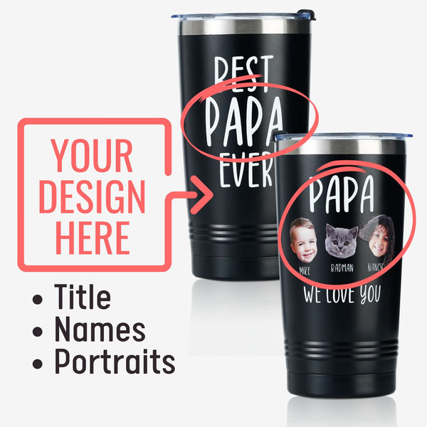 Onebttl Personalized Grandpa Tumbler With Names And Portraits (Customize Title Names And Portraits)