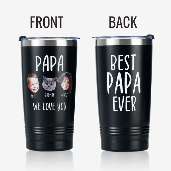 Onebttl Personalized Grandpa Tumbler With Names And Portraits (Customize Title Names And Portraits)