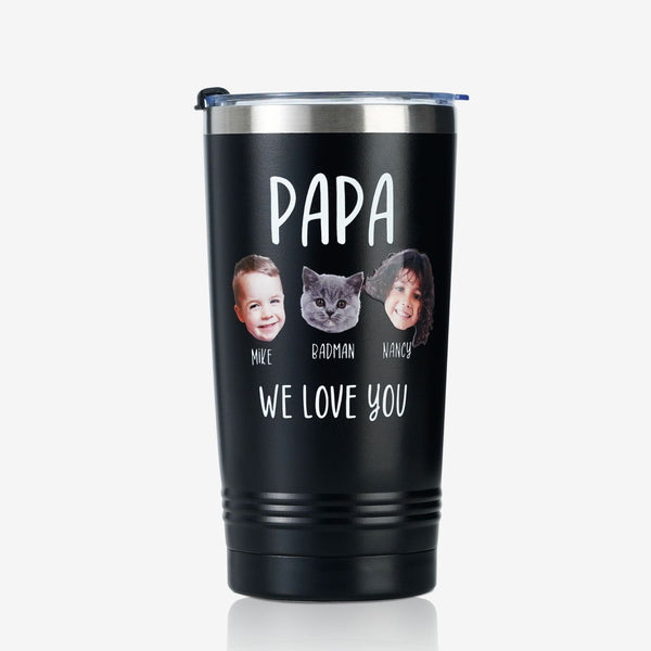 onebttl Personalized Grandpa Tumbler with Names and Portraits (Customize Title Names and Portraits)
