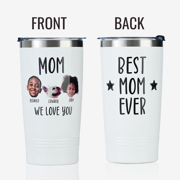 Onebttl Personalized Mom Tumbler With Names And Portraits - Best Mom Ever (Customize Name And Portrait)