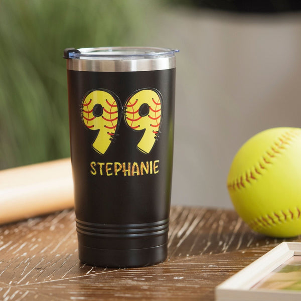 Onebttl Personalized Softball Gifts - Customize Name And Number Of Player On Stainless Steel Tumbler