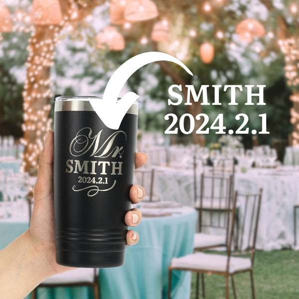 Onebttl Personalized Wedding Gifts For Couples - Customize Name And Date On Stainless Steel Tumblers (Set Of 2)