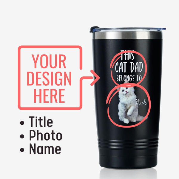 Onebttl Stainless Steel Tumbler For Pet Owners - Customized Pet Photo And Name - This Cat Dad/Mom Belongs To 'Your Cat Name'