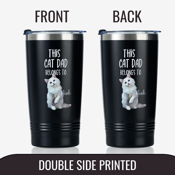 Onebttl Stainless Steel Tumbler For Pet Owners - Customized Pet Photo And Name - This Cat Dad/Mom Belongs To 'Your Cat Name'
