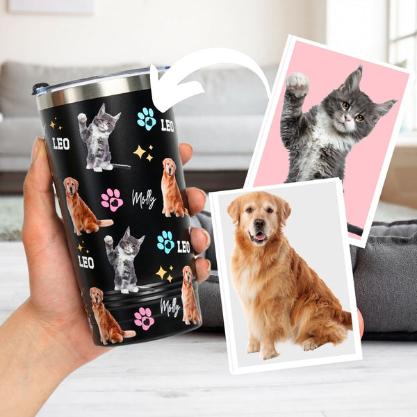 Onebttl Stainless Steel Tumbler With Personalized Photos And Names For Pet Owners - Customized Pet Photos And Names