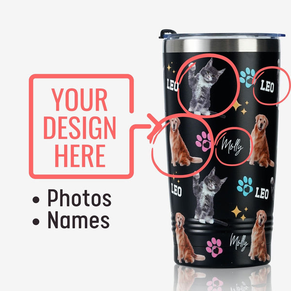 Onebttl Stainless Steel Tumbler With Personalized Photos And Names For Pet Owners - Customized Pet Photos And Names