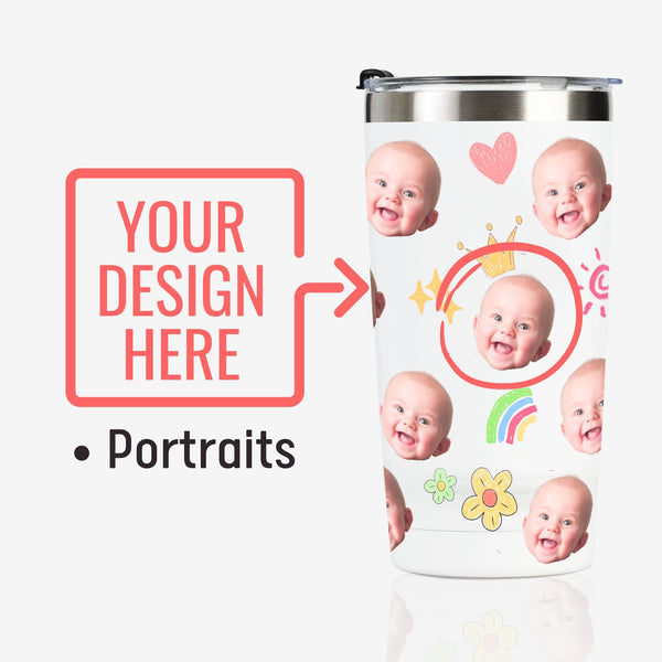 Onebttl Stainless Steel Tumbler With Personalized Photos Of Baby For Parents And Families - Customized Baby Portraits