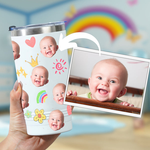 Onebttl Stainless Steel Tumbler With Personalized Photos Of Baby For Parents And Families - Customized Baby Portraits