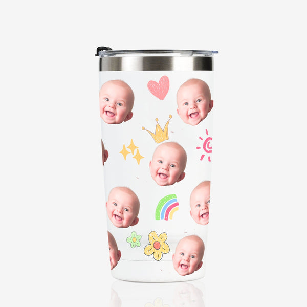 onebttl Stainless Steel Tumbler with Personalized Photos of Baby for Parents and Families - Customized Baby Portraits
