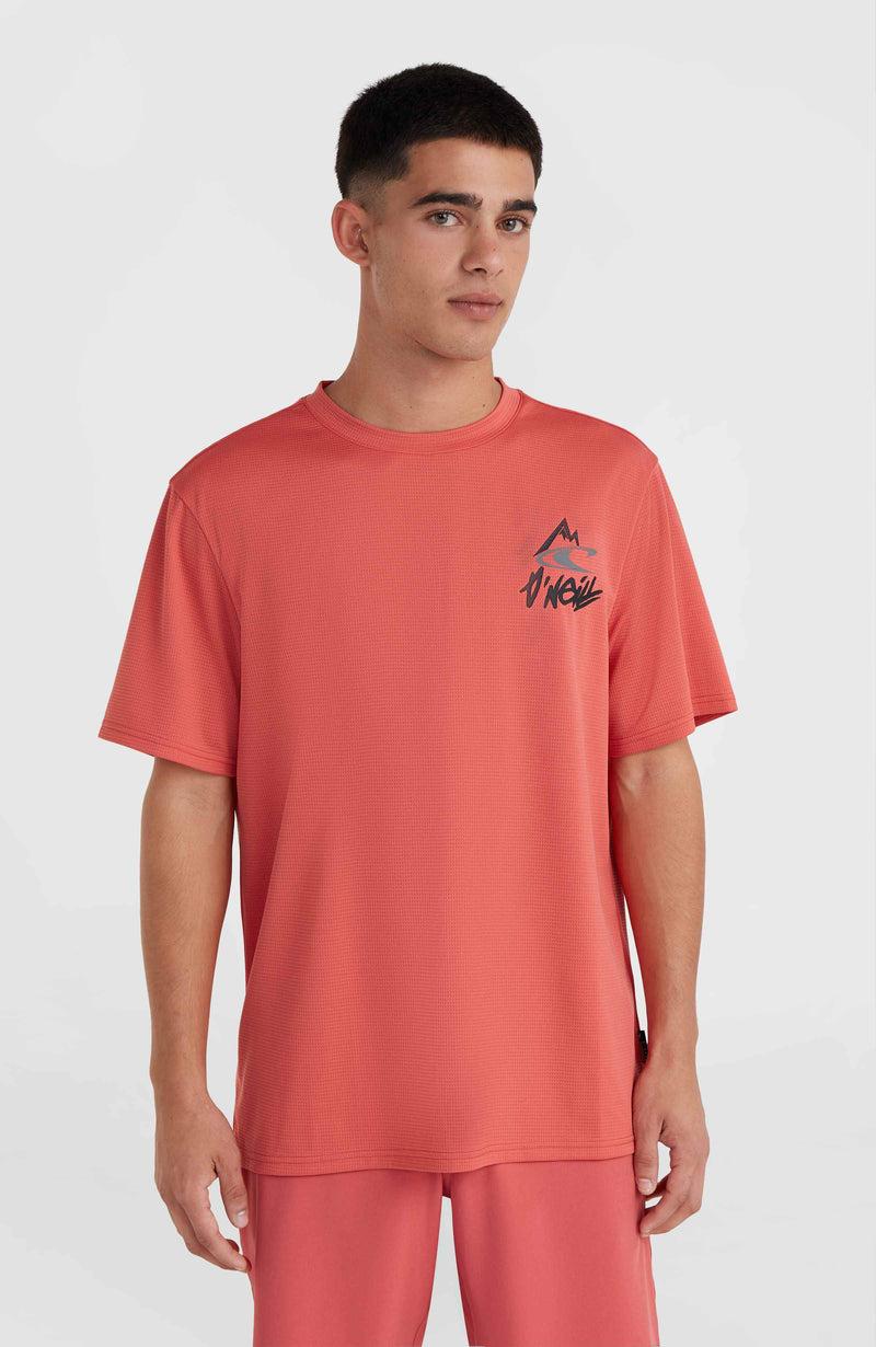 oneill Men O’Neill Hybrid Logo Polygiene T-Shirt | Red