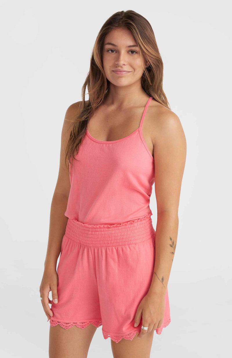 oneill Women Essentials Ava Smocked Shorts | Pink