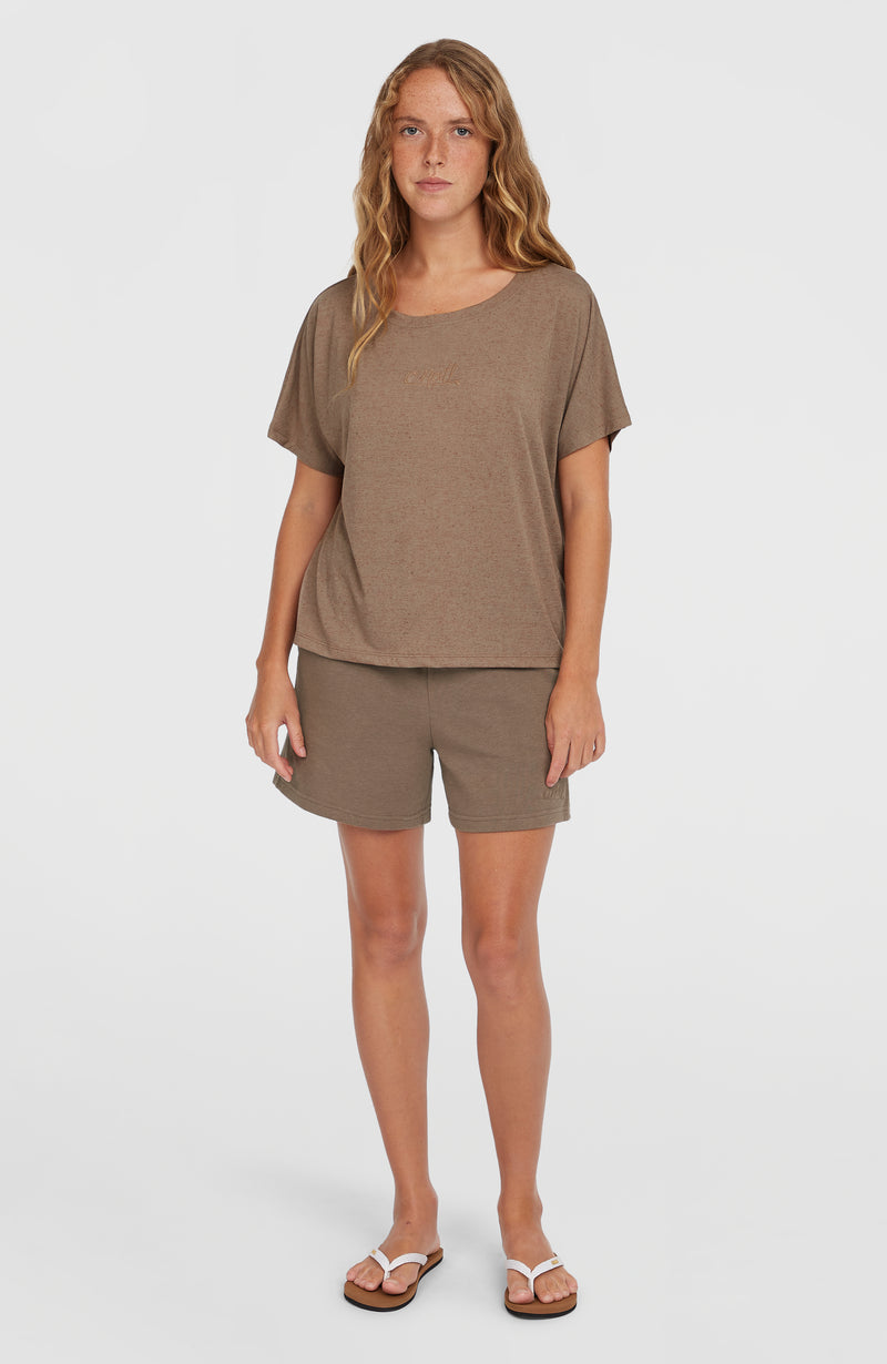 Oneill Women Essentials Script Drape T-Shirt | Brown