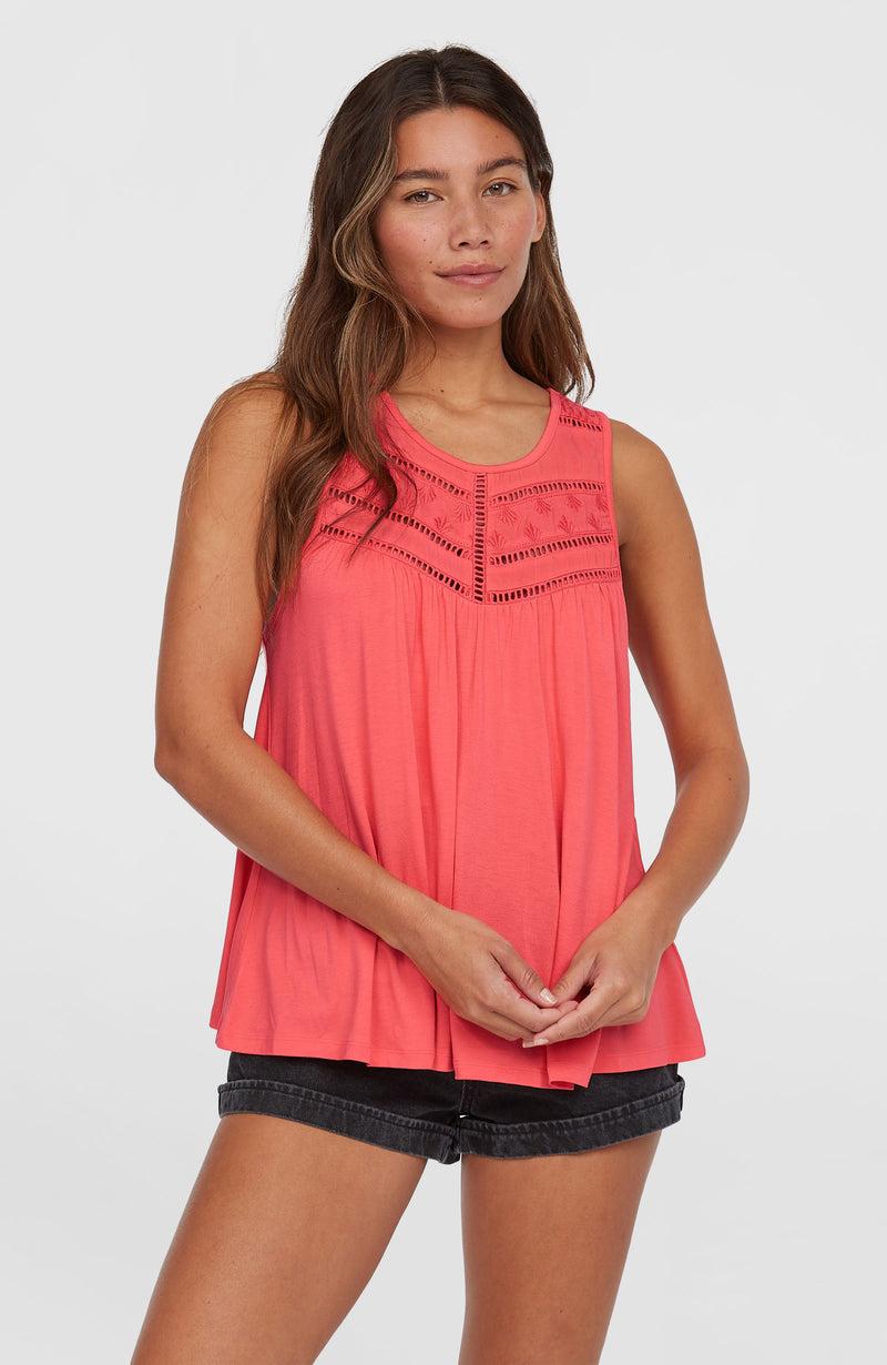 oneill Women Essentials Tokeena Embroidery Tank | Pink
