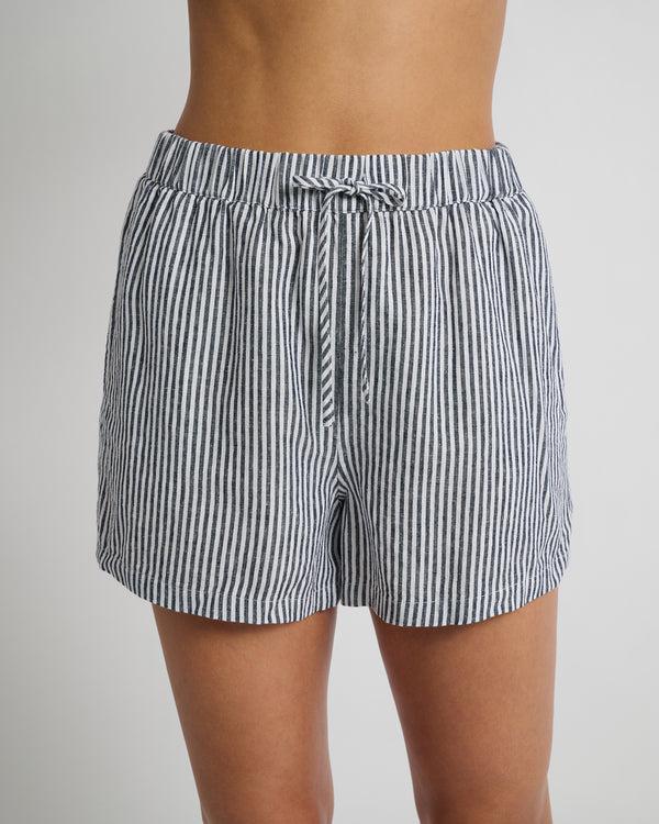 Onia Air Linen Elastic Drawstring Short Deep Navy/White