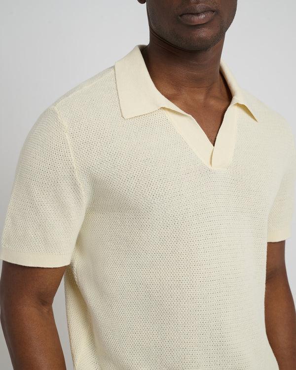 Onia Cotton Textured Johnny Collar Polo Light Yellow