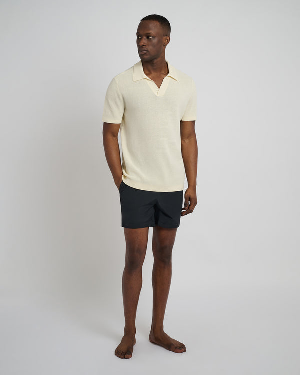 Onia Cotton Textured Johnny Collar Polo Light Yellow