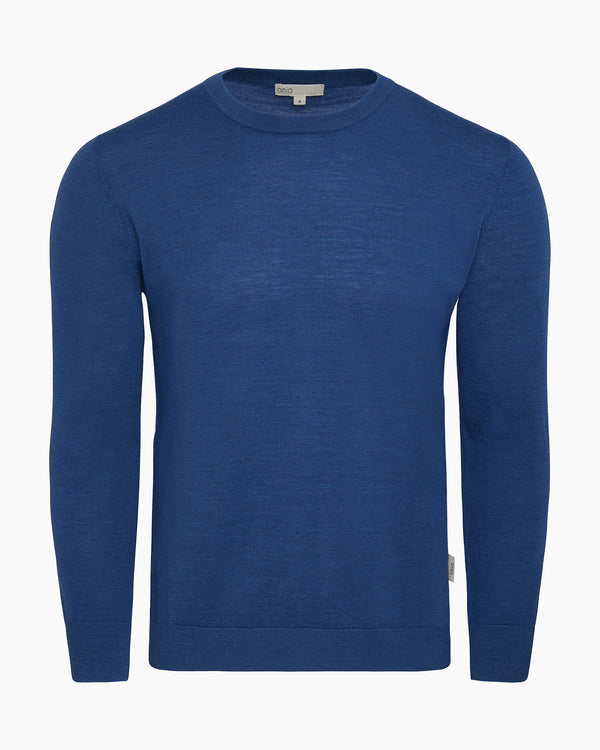 onia Extra Fine Merino Wool Crewneck Sweater Cobalt Blue Melange