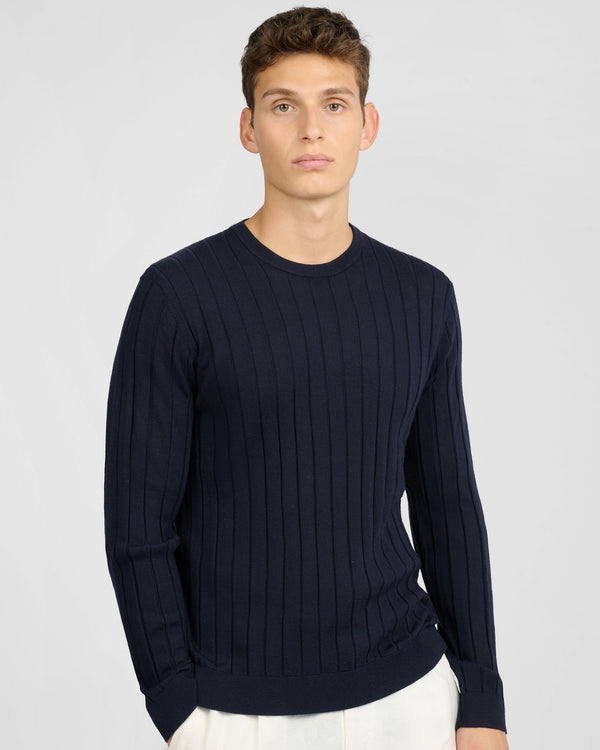 Onia Extra Fine Merino Wool Crewneck Sweater Midnight