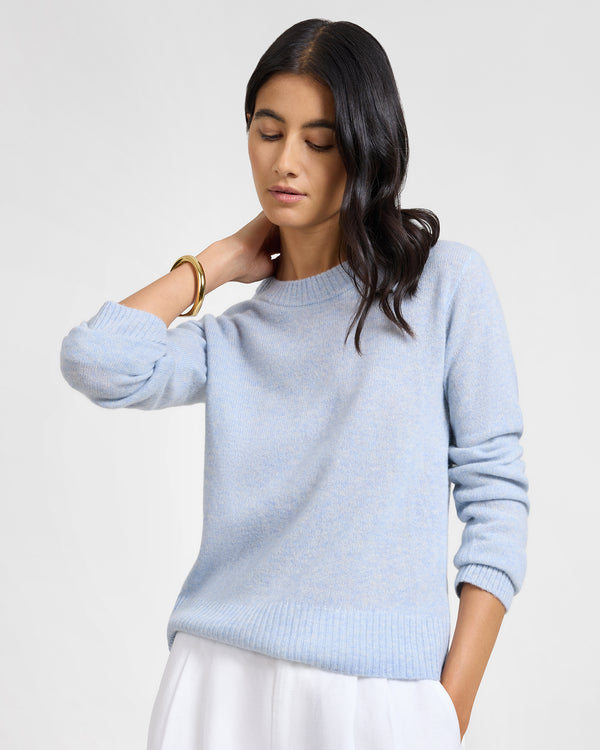onia Featherweight Cashmere Crewneck Sweater Dust Blue Melange