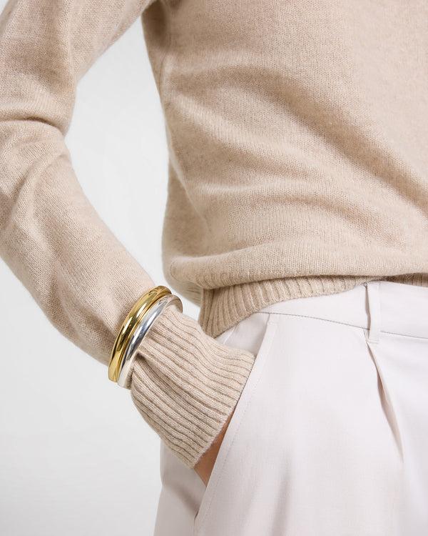 Onia Featherweight Cashmere Crewneck Sweater Warm Taupe Melange