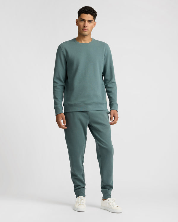 Onia Heavyweight Cotton Waffle Crewneck Sweatshirt Fern