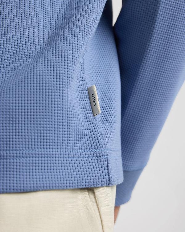 Onia Heavyweight Cotton Waffle Henley Sweatshirt Indigo