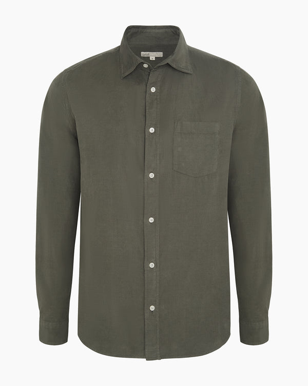 onia Micro Cord Long Sleeve Button Down Shirt Dark Sage