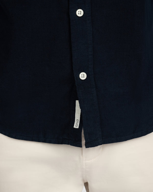 Onia Micro Cord Long Sleeve Button Down Shirt Midnight