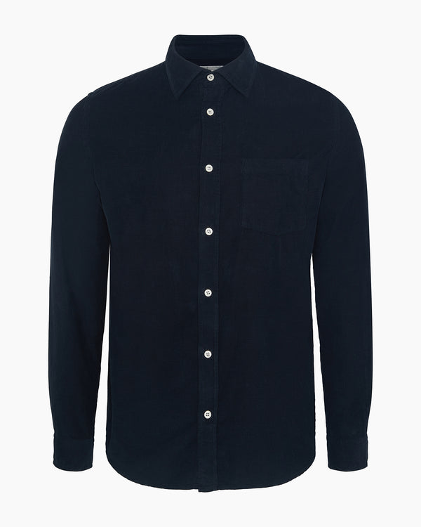 onia Micro Cord Long Sleeve Button Down Shirt Midnight