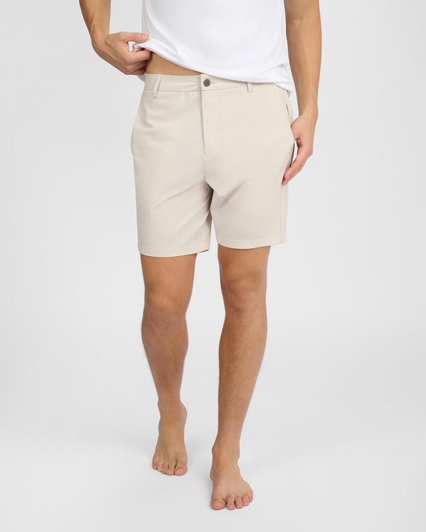 Onia 4-way Stretch Versatility Short 7" Stone