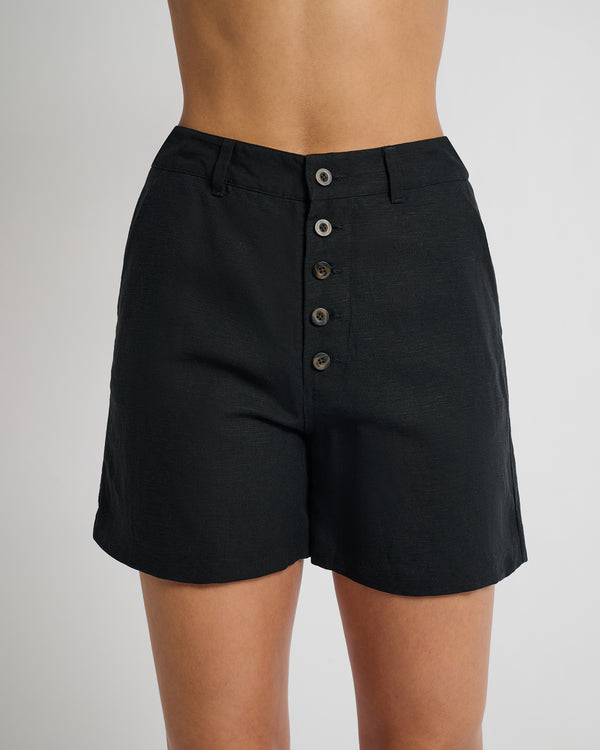 Onia Air Linen Boyfriend Short Black