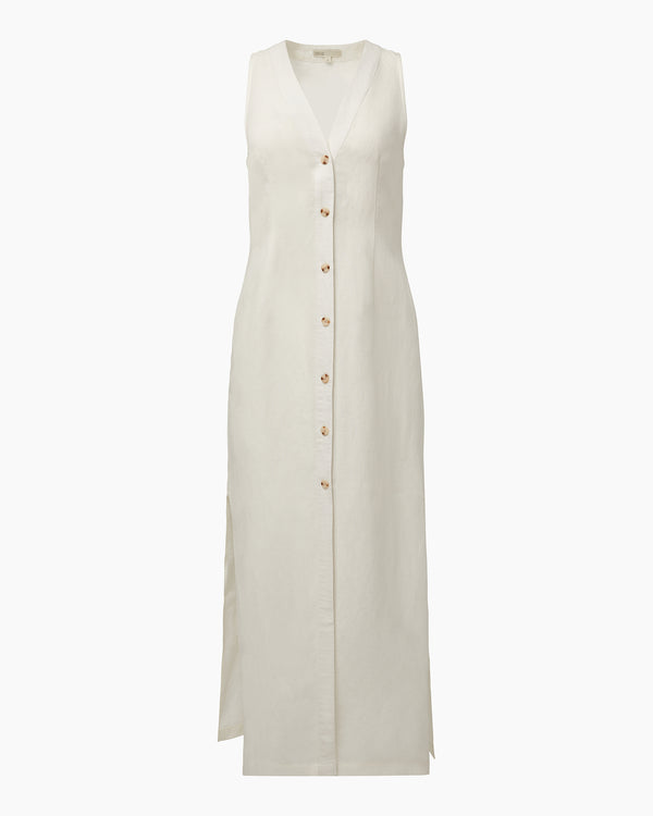Onia Air Linen Button Down Maxi Dress White