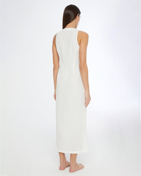 Onia Air Linen Button Down Maxi Dress White
