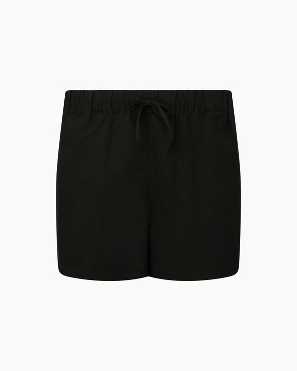 Onia Air Linen Elastic Drawstring Short Black