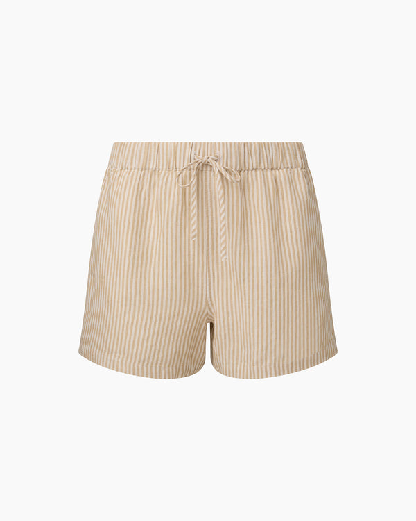 Onia Air Linen Elastic Drawstring Short Jute/White