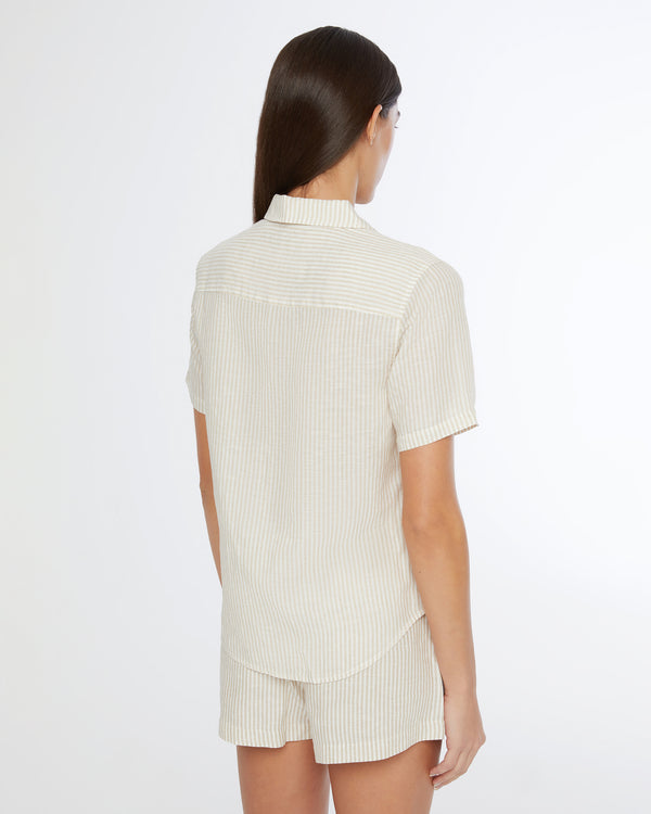 Onia Air Linen Elastic Drawstring Short Jute/White