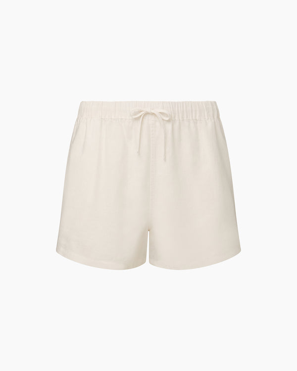 Onia Air Linen Elastic Drawstring Short White