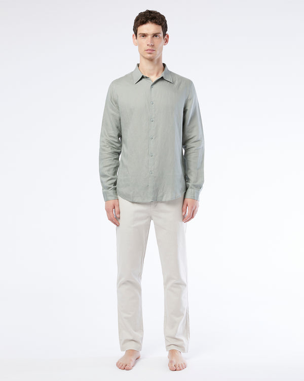 Onia Air Linen Long Sleeve Shirt Sage