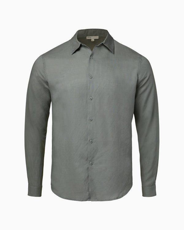 onia Air Linen Long Sleeve Shirt Sage
