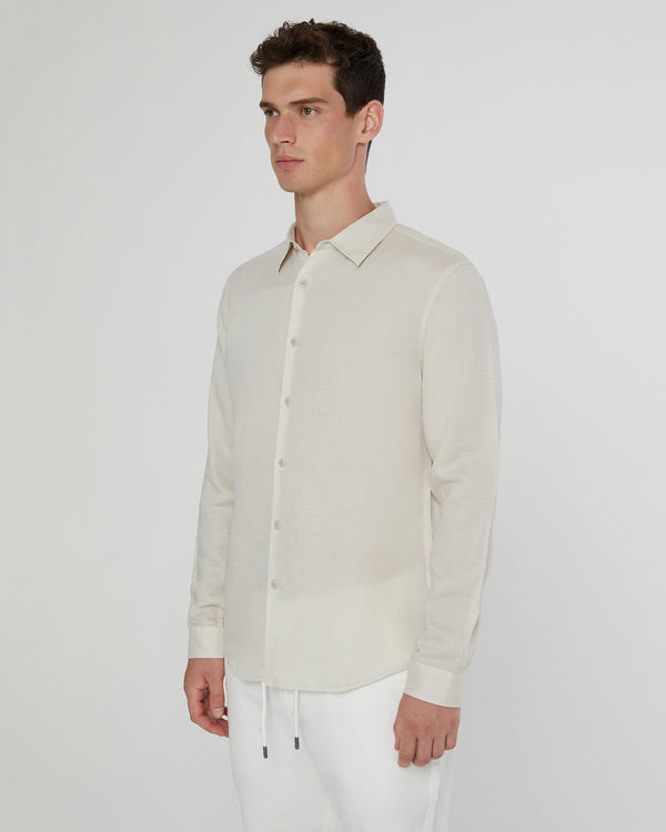 Onia Air Linen Long Sleeve Shirt Stone