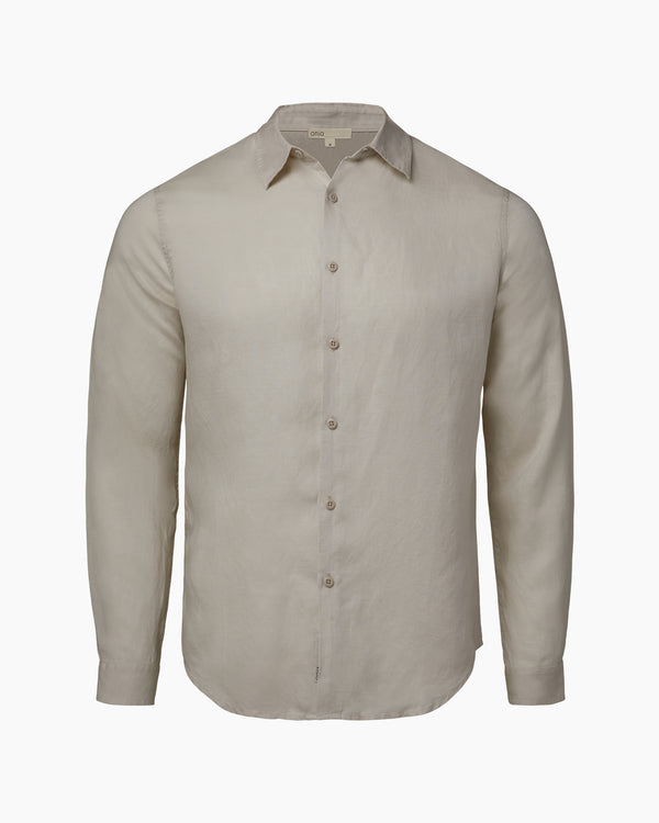 onia Air Linen Long Sleeve Shirt Stone