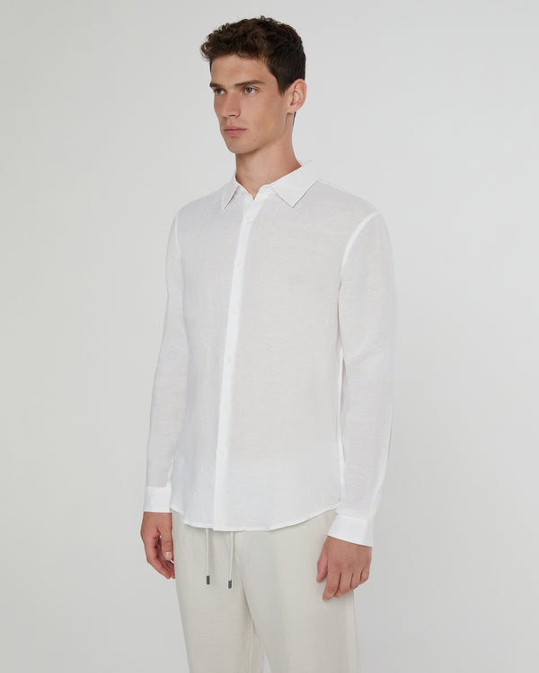 Onia Air Linen Long Sleeve Shirt White