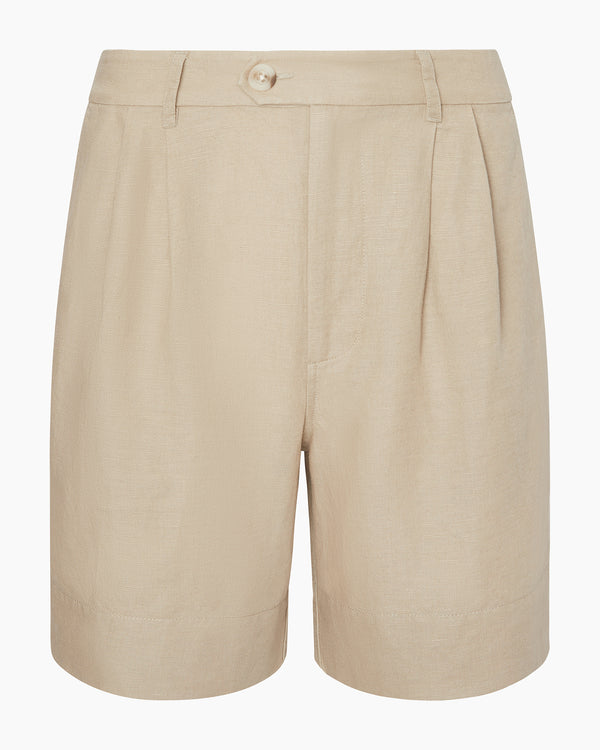 Onia Air Linen Pleated Bermuda Short Jute