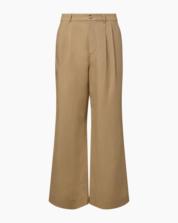 Onia Air Linen Pleated Trouser Jute