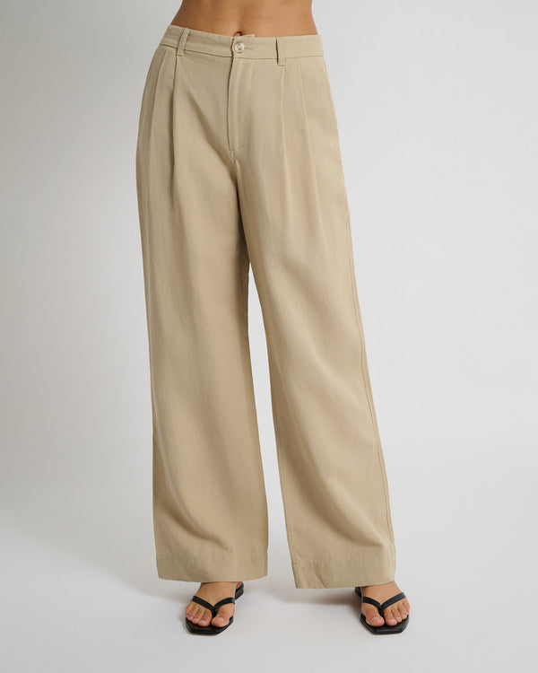 onia Air Linen Pleated Trouser Jute